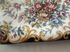Vntg 60's Needlepoint Floral Tapestry Purse Ivory Blk Gold Dbl-Chain  Unused Mint