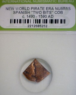 1500 s PIRATE Era Spanish Colonial Treasure " 2 BITS " COB NICE Coin 1c AUCTION