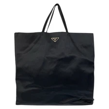 Prada Satin Triangle Logo Tote Bag Women Black One Size