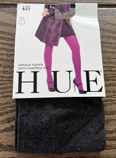 HUE Graphite Heather Opaque Tights w/Control Top Womens Size 3 New Made In USA