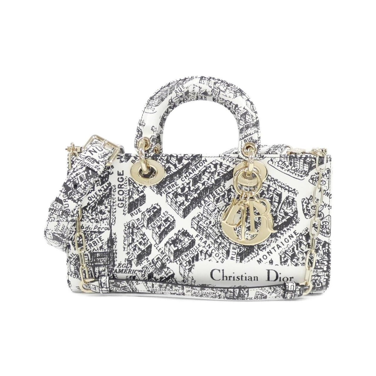 Authentic Christian Dior PLAN DE PARIS Lady D'Joy Medium Bag #246