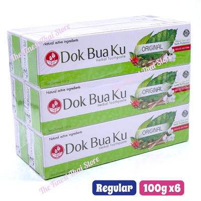 Twin Lotus Dok Bua Ku Herbal Toothpaste Original 100g x 6