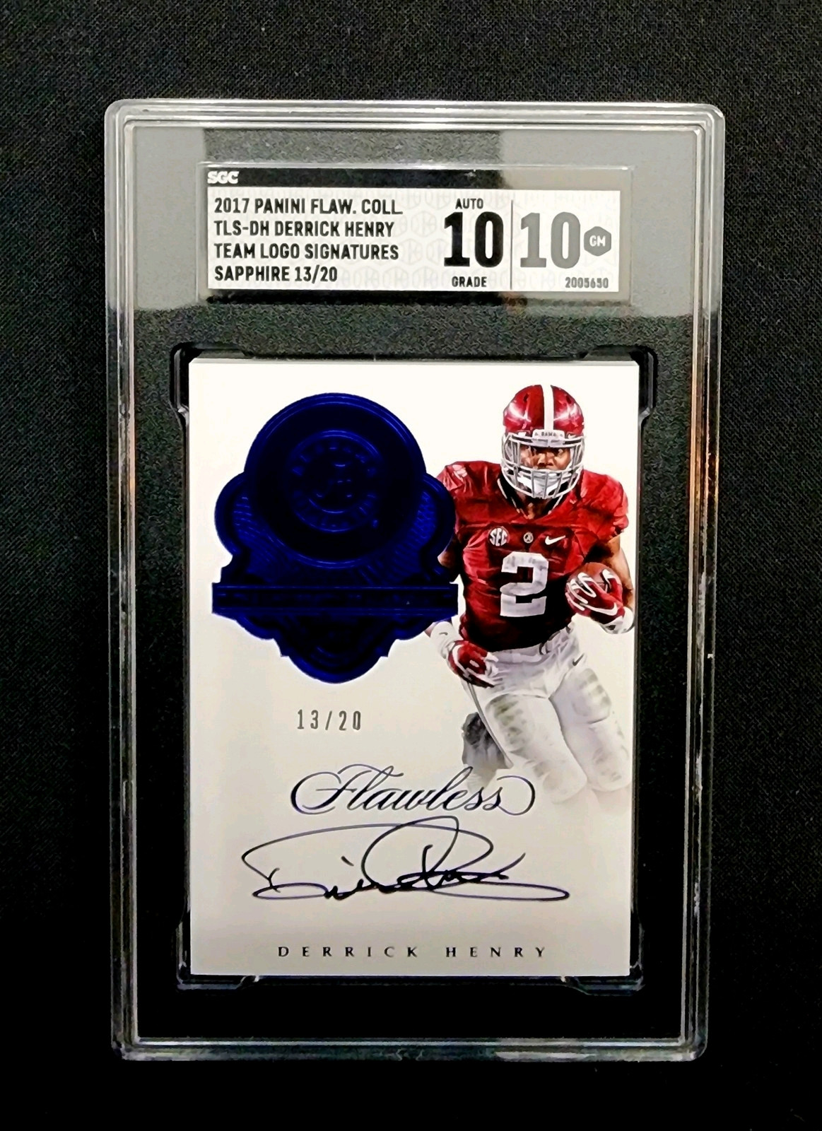 2017 Panini Flawless Coll TLS-DH Derrick Henry Team Logo Signatures Sapphire /20
