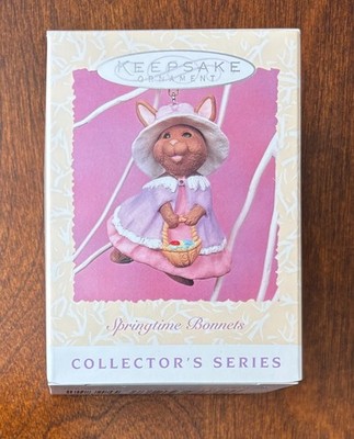 1997 Hallmark SPRINGTIME BONNETS Keepsake Easter Ornament Collection ~ NEW