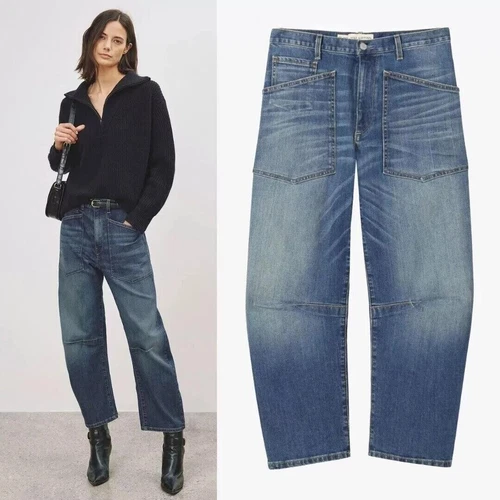 Nili Lotan Womens Vintage Blue Fit Ankle Pants Relaxed Ultra-soft Cotton Denim