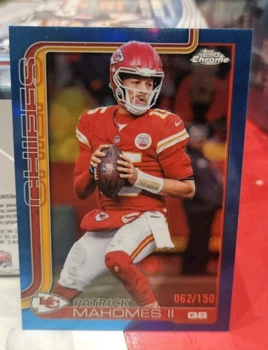 2025 Topps Chrome Blue Refractor /150 Football Patrick Mahomes Chiefs