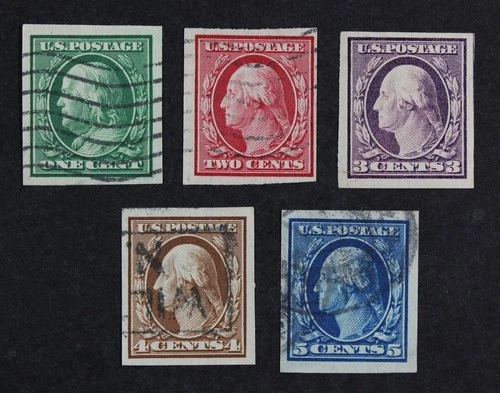 CKStamps: US Stamps Collection Scott#343-347 Washington 4Used #345 Mint H OG