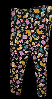 Terra & Sky 1X 16W 18W Plus Size Women's Leggings Christmas Corgi Dog Gift Print