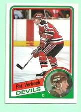 (1) PAT VERBEEK 1984-85 O-PEE-CHEE # 121 DEVILS ROOKIE EX-MT CARD (N5045). rookie card picture