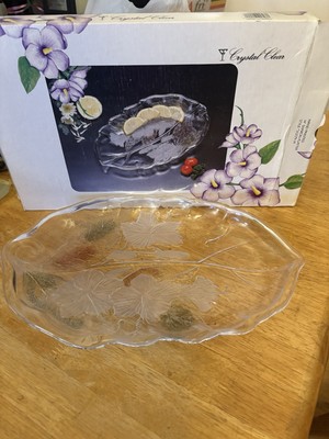 Vintage Crystal Clear Studios 1989 Casandra Oblong Platter / Hand Painted. New 