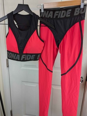 Bona Fide Black and Pink Cycling Sports Bra and Legging Set Large