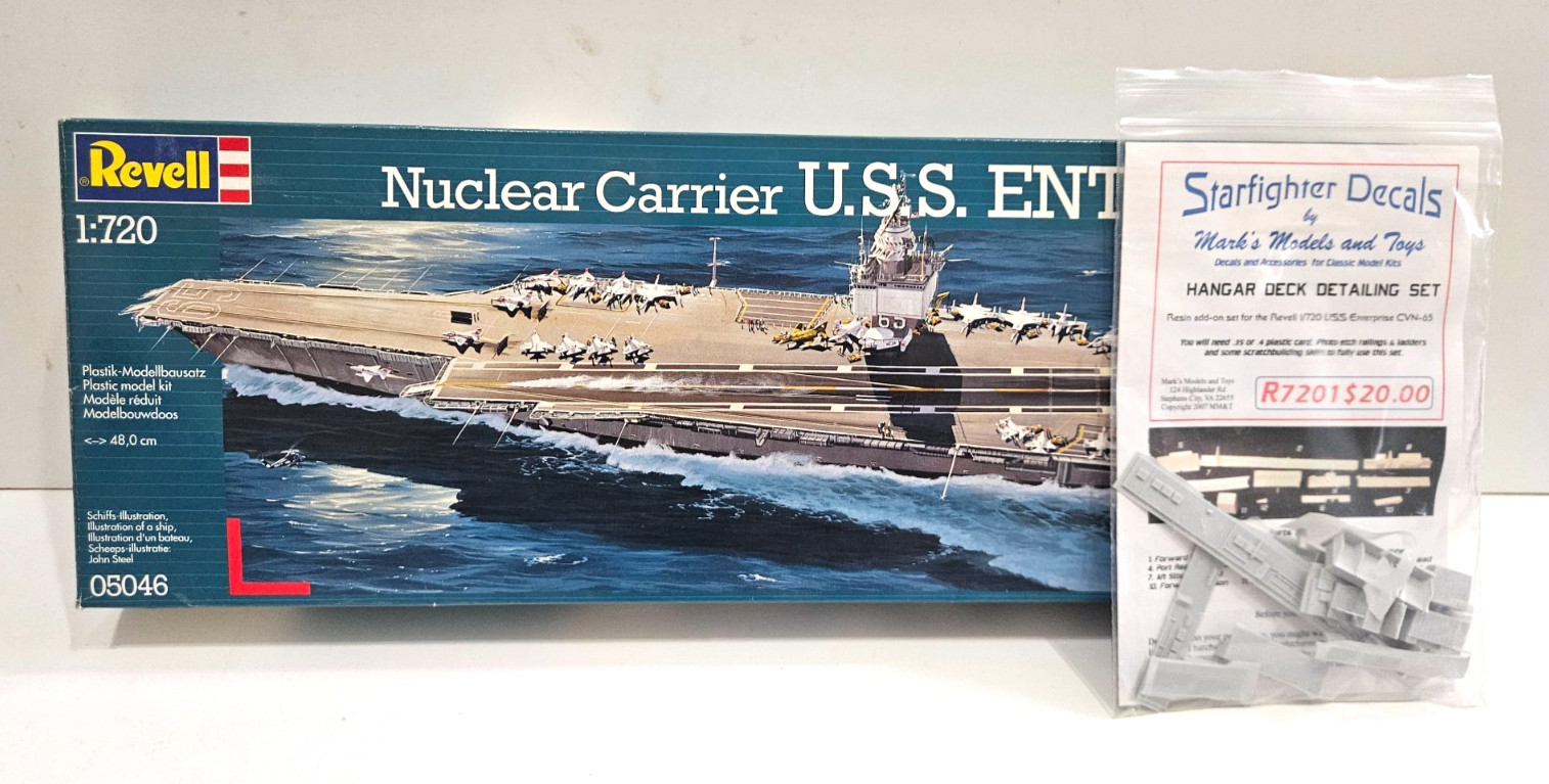 1/720 REVELL USS ENTERPRISE + STARFIGHTER DECALS RESIN HANGA