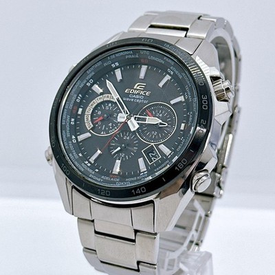 Casio EQW M600 Edifice Timepiece Wristwatch Black Silver Radio Genuine Mens