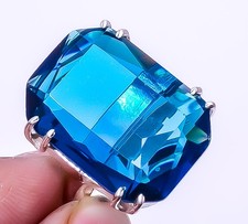 London Blue Topaz 925 Sterling Silver Solitaire Handmade Ring Adjst R676