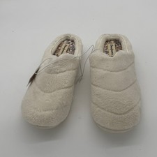 Dearfoams Womens Quilted Terry Clog Slippers Cream Leopard Print Size L 9-10