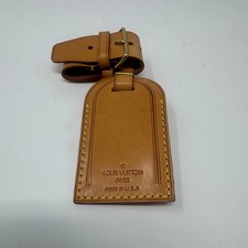 Louis Vuitton Paris Vachetta Leather Luggage Tag Womens Brown Preowned USA Made