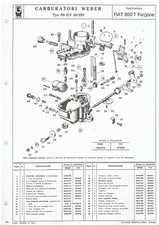 FIAT 850T VAN & MINI-BUS 30 ICF 20/250 CARBURETTOR PARTS LIST BULLETIN (I TEXT)