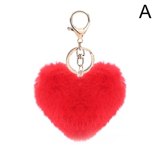 Love Heart Faux Fluffy Keyrings Plush Ball Women Bag Pendant Car Key Chain DIY - Picture 22 of 47