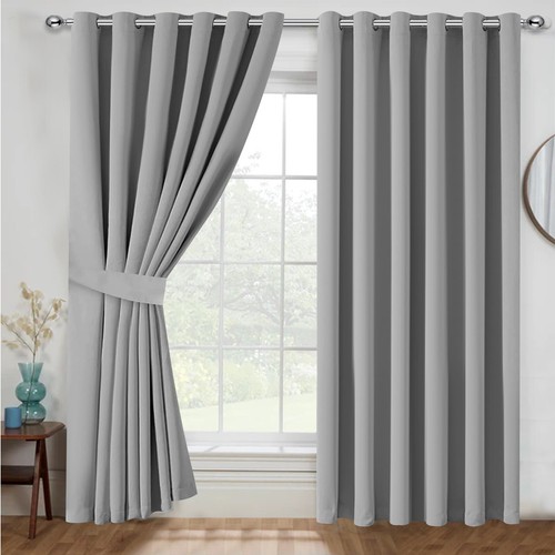 Thick Thermal Blackout Curtains Ready Made Eyelet Ring Top Pair Curtain Panel - Picture 18 of 58