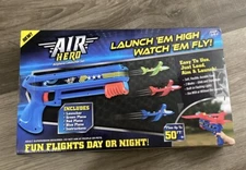 Air Hero Airplane Launcher Set With Launcher & 3 LED Planes New