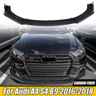 Carbon Fiber Look Front Spoiler Lip For Audi A4 B9 S4 Sedan 2017 2018-2019