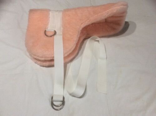Horse Bareback Pink Fleece Riding Pad W/White Webbing Very Clean Used Once