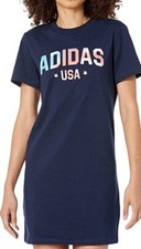 adidas Women's Navy/Multi America Cotton T Shirt Dress HL8501 Sizes M/XL - NWT