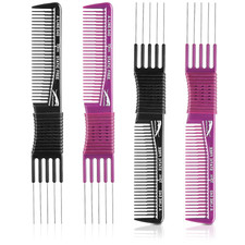 Patelai Hair Comb, 4 Pieces Carbon Lift Teasing Combs with Metal Prong, Salon Te
