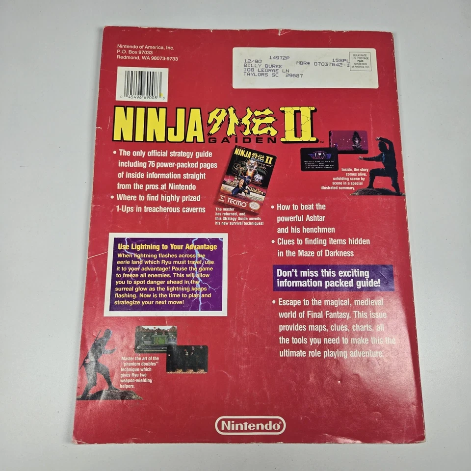 Nintendo Power #15 Strategy Guide Ninja Gaiden 2 SG2 Foto 2 de 4