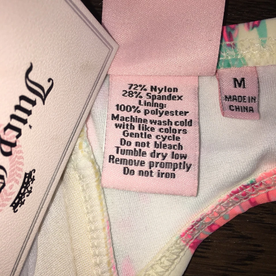 Top de bikini Juicy Couture vintage Chevron floral bandeau para mujer talla M sin tirantes Foto 4 de 4