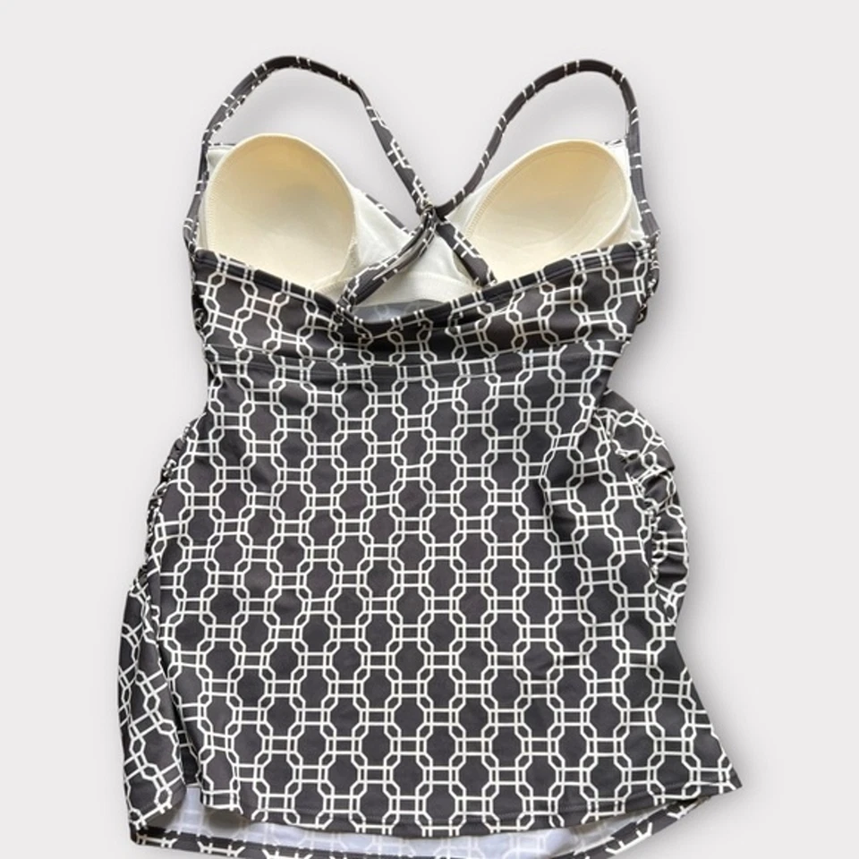 Nuevo con etiquetas Traje de Baño de Maternidad Liz Lange Tankini Top Estampado Acanalado Pequeño S Foto 2 de 4