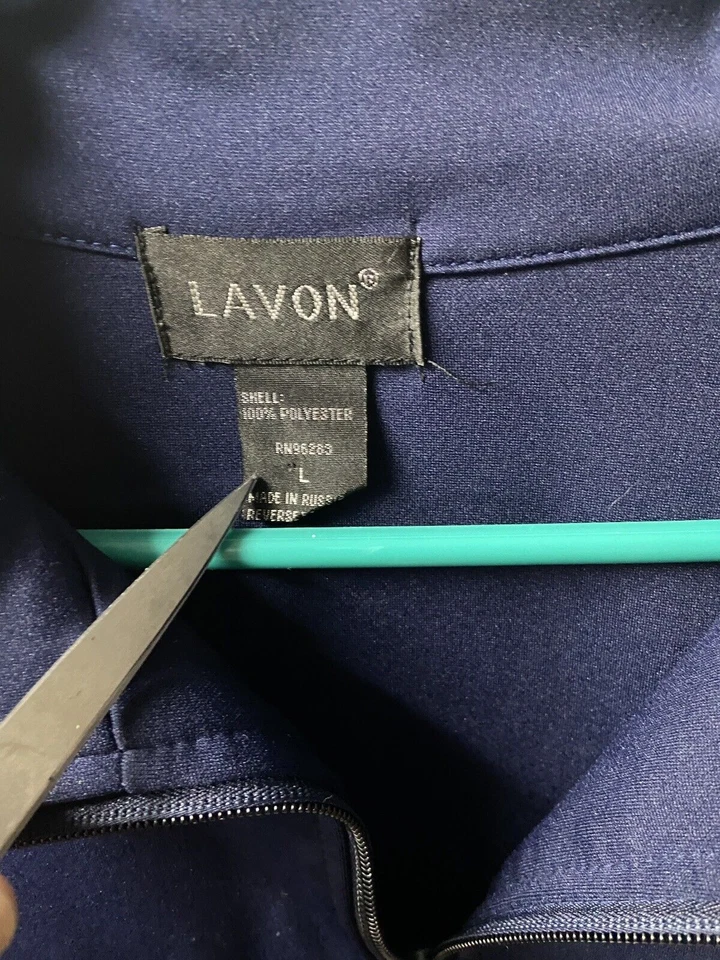 Jaqueta feminina Lavon zíper completo tamanho grande azul vermelha branca malha vintage Y2k - Imagem 3 de 4