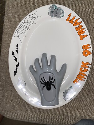 Clay Design Creepy Hand Chip & Dip Party Platter New Never Used! Vintage!