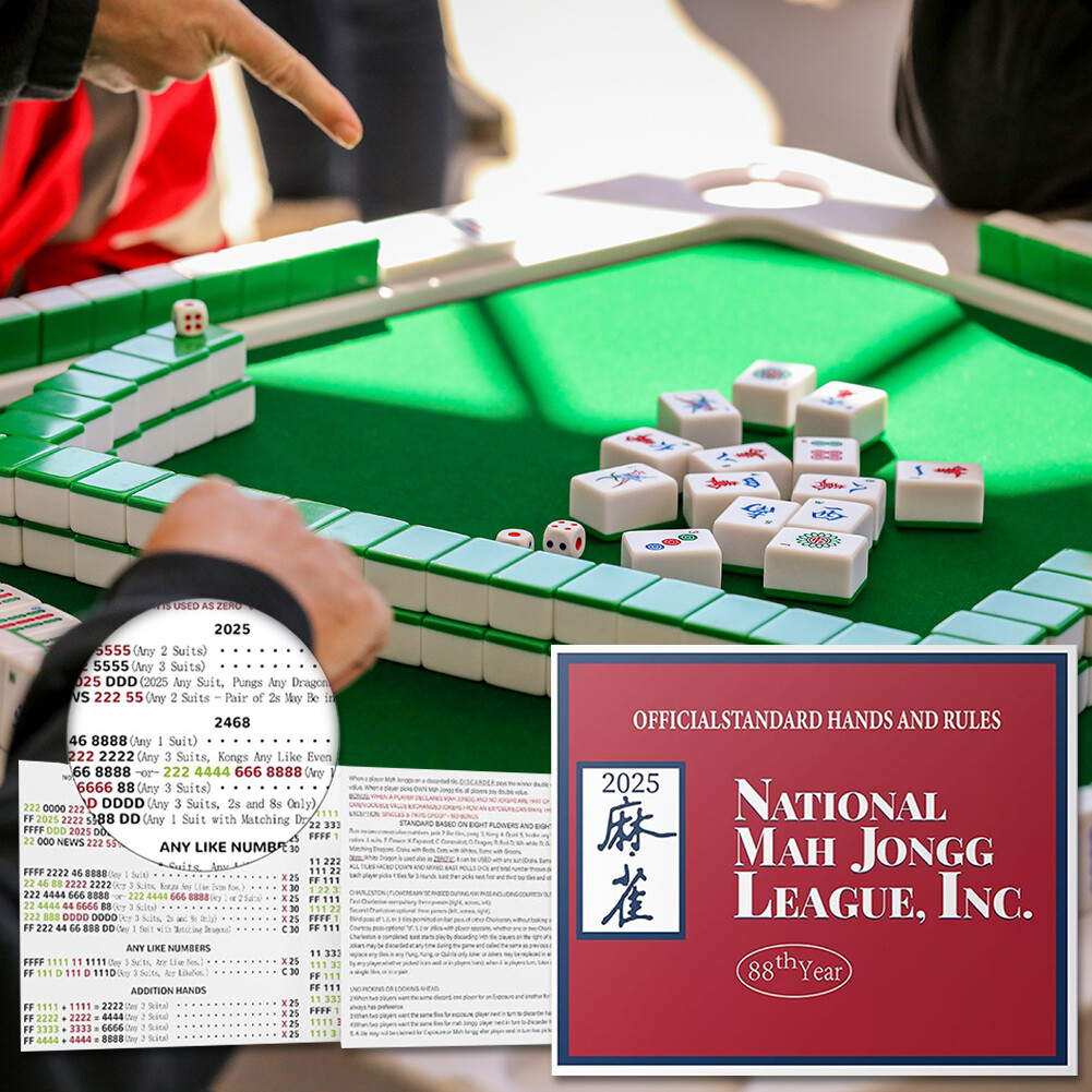 XINQITE Lot De 4 Cartes De Mahjong 2025 Officielles, Norme Nationale Regles Et Mains Standard Cartes De Mahjong 2025 Carte Grandepetite Taille 4 Pieces Bleu Grande Taille