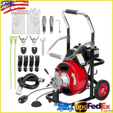 Electric Drain Cleaning Machine Sewer Snake Drill Drain Auger Clean 75Ft x 1/2''
