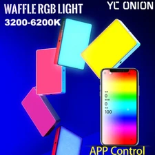 YC Onion Waffle RGB LED Video Light On-Camera Fill Light Full Color 3200K-6200K 