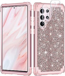 LONTECT for Galaxy S23 Ultra Case with 2 Camera Lens Protector|Three-Layer Shock