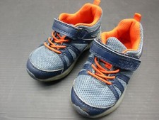 CARTERS SIZE 7 BABY BOYS BLUE NYLON ATHLETIC WALKING LIGHTS UP SNEAKERS SHOES 3E