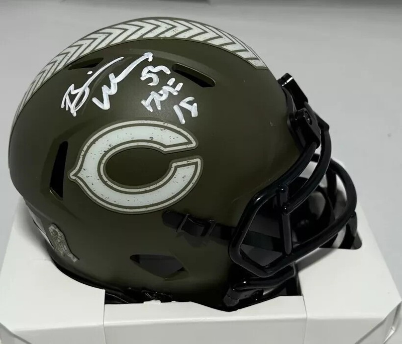 Bears Hall of Famer BRIAN URLACHER Signed Riddell SALUTE Mini Helmet AUTO - BAS