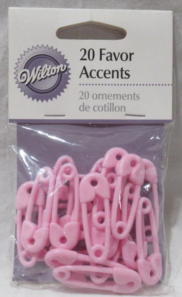 Wilton Baby Shower Favores PINS DE PAÑALES ROSAS 2 paquetes de 20 piezas cada 40 piezas en total Foto 2 de 4