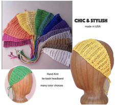 Hand Knit Headbands Tie Back Cotton Blends MANY COLORS Women Teen Girls Fashion