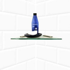 Chrome Triangle Shower Shelf with 4" Rectangle Clamps By Spancraft Glass