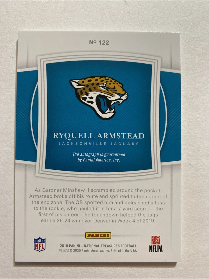 2019 Panini National Treasures Signatures /99 Ryquell Armstead Rookie Auto RC - Image 2 of 2