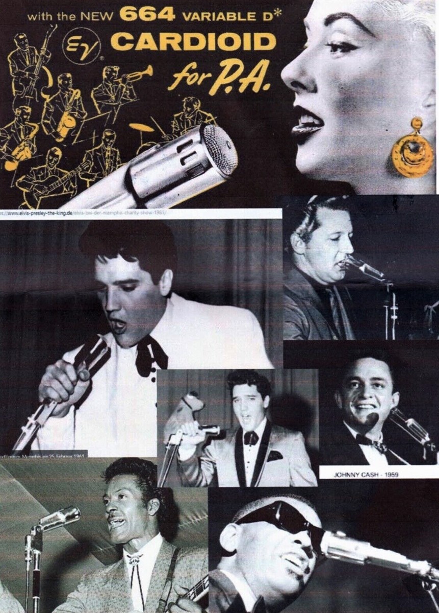 Vintage 1950's Electro Voice 664 dynamic cardioid microphone w