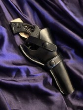 VTG Brauer Bros Leather Hip Holster RH Black For 2-6 Revolver H16
