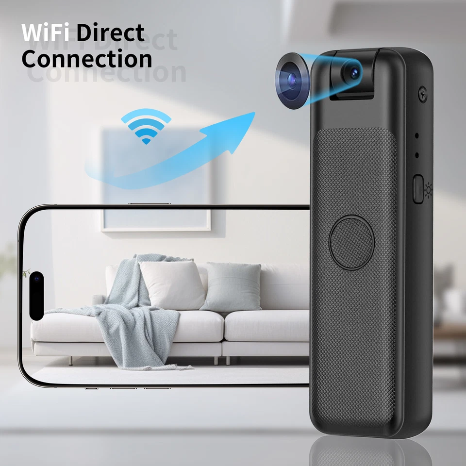 Cámara corporal Wifi grabadora de video portátil HD visión nocturna seguridad cámara pequeña Foto 2 de 4