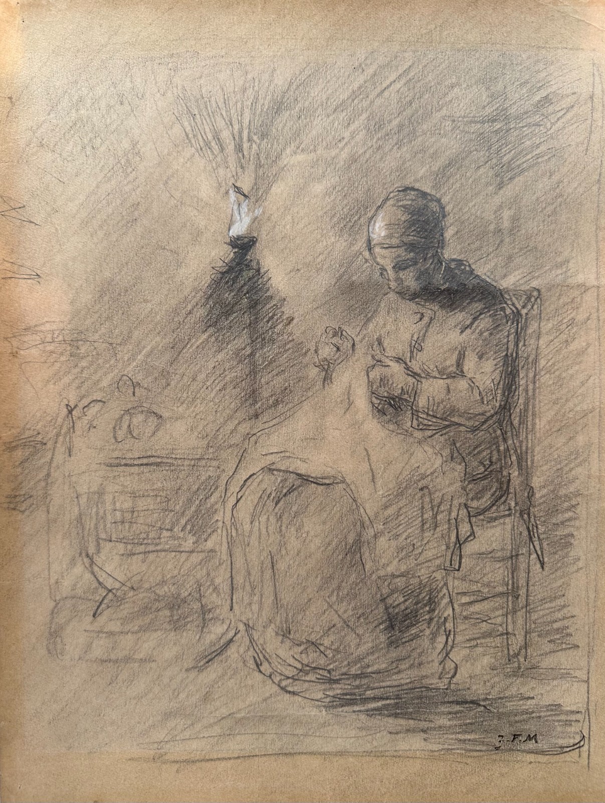 Old master drawing Attributed to JEANFRANCOIS MILLET (FRENCH 1814