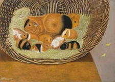 Guinea Pigs 1931 Art Print – Adolf Dietrich Swiss Naïve Animal Painting