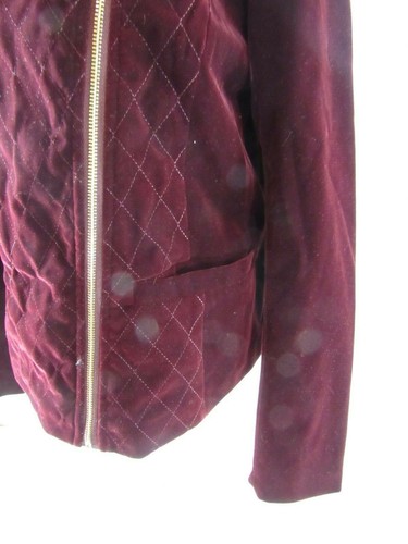 DOLCE CABO Burgundy Velvet Quilted Jacket Size L - Picture 4 of 10