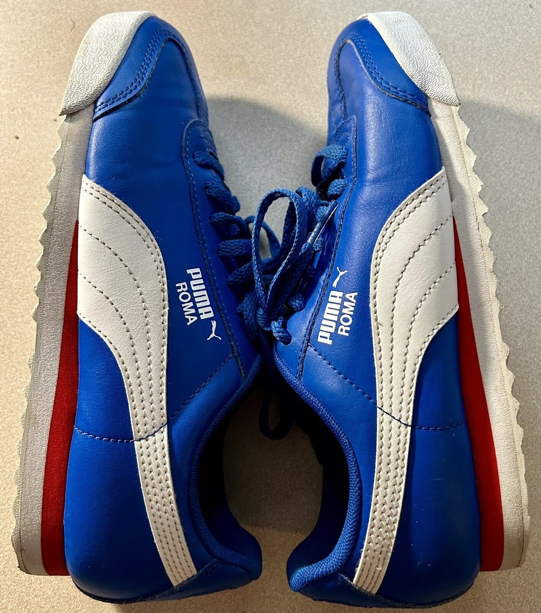 PUMA ROMA-Boys Blue/Red/White/Leather Low Top Sneakers-Size 4.5C | eBay
